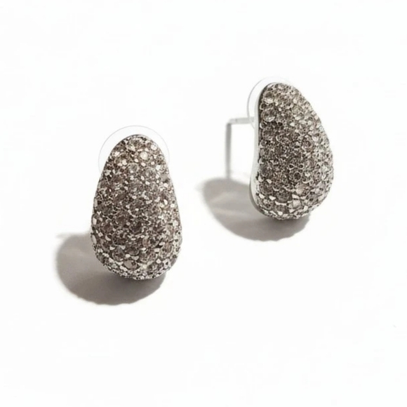 Kenneth Jay Lane Pave' Thumbnail Earrings - Picture 3 of 4